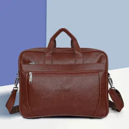 Brown Men & Women Sling Bag Vegan Leather Laptop Sleeve Office Messenger Sling Bag for Men-image-6