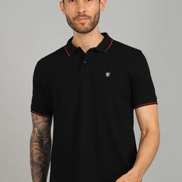 van heusen sport Men Solid Polo Neck Polycotton Black T-Shirt-picture-10