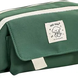 Multi Compartment Pencil Case Solid Color Cloth Pencil Pouch Large Capacity Stationery Storage Bag Washable Cosmetic & Electronics Storage Pouch for Office Art Canvas Pencil Box-image-3
