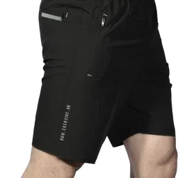Solid Men Black Sports Shorts-image-26