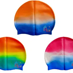 100% Silicone Mulitcolor Dotted Swimming Cap-image-21
