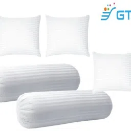 Jaipuri Combo Set Of 3 Premium & 2 Microfibre Stripes Bolster Pack of 5-1