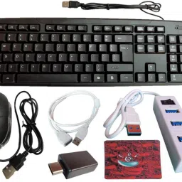 ANJO Wired Keyboard-LED Mouse-Pad-USB Hub 2.0-OTG C Type-Ext Cable 1.5m Combo Set-image-2