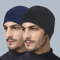 Black, Blue Helmet Skull Cap for Men & Women-image-3