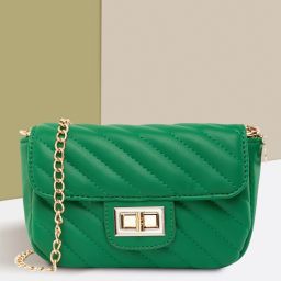 Green Women Sling Bag Women's Green Mini Quilted Sling-image-4