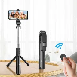 Triangle Ant Selfie Stick, Extendable Selfie Stick with Wireless Remote and Tripod Stand, Portable, Lightweight, Compatible with All Smartphone and Mobile Bluetooth Selfie Stick image 5