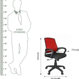 rajpura Smart Medium Back Revolving Chair with Centre Tilt mechanism in Black Fabric and Red mesh/net back Fabric Office Executive Chair image 3