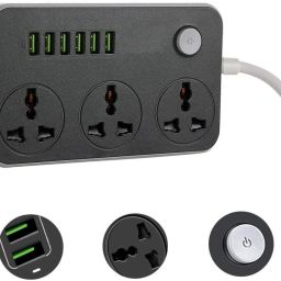 Extremus ™ CX-T05-W 6x3 Extension Boards 3 Universal Sockets Charging Station Cord Power CX-T05-W 6x3 Extension Boards Red BoxCharging Point for Home & Office USB Charger-16