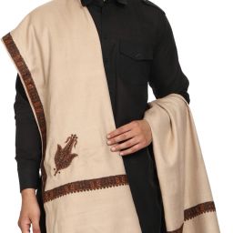 Royal-E-Kashmir Wool Embroidered Men Shawl-image-72