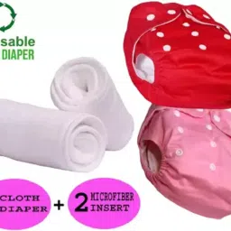 Baby Reusable Cloth Diaper, Washable Adjustable Infant 2 NAPPY with 2 INSERT PAD-20