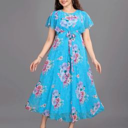 Floral Print Georgette Stitched Anarkali Gown-image-75