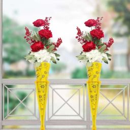 HOME DECOR PACK OF 2 GOLDEN FLOWER VASE CORNER CENTRE PCS Iron Vase-image-57