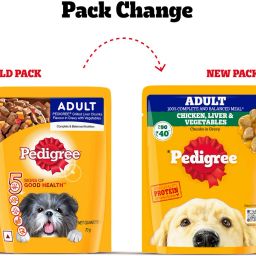 Grilled Liver Chunks Flavour in Gravy with Vegetables, Chicken 2.1 kg (30x0.07 kg) Wet Adult Dog Food-image-1