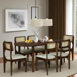 woodsworth from pepperfry Gistel Sheesham Wood 6 Seater Dining Set With Chairs In Scratch Resistant Provincial Teak Finish-picture-2