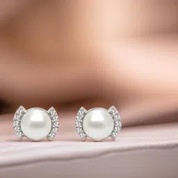 zarkan Hallmark Silver Pearl Elegant Tops Earring For Women & Girls Zircon Stud Earring Zircon Silver Stud Earring-picture-14