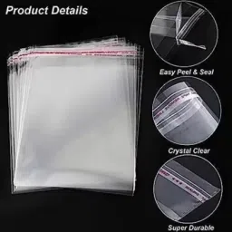 feelblue Transparent Bopp Pouches With Self Adhesive for Packing Clothes, Articles Etc Security Bag image 3