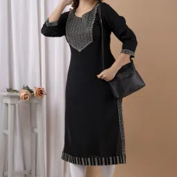 Women Embroidered Viscose Rayon Straight Kurta-image-42