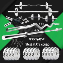 10 kg Steel Plates (2.5KGX4) 4FT Curl & 6FT Straight 28mm Rod Home Gym Combo-18