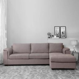 woodsworth from pepperfry Andres Fabric LHS Sectional Sofa (3 + Lounger) In Sandy Brown Colour-picture-30