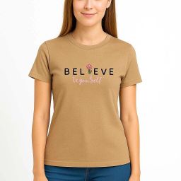 Women Printed Round Neck Cotton Blend Multicolor T-Shirt-image-80