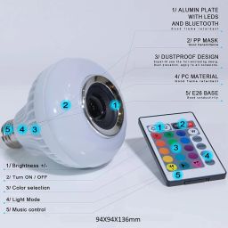 AJ HUB Wireless Smart LED 12W Bluetooth Enabled Light Changing Music Bulb Smart Bulb image 4