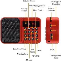 MICROBOTS M7 Pocket Blast FM Radio (USB Charging) and Number Pad (AUX, SD Card, USB Input) FM Radio image 3