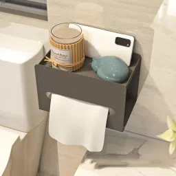 Tissue Box Holder | No Drill Wall Mounted Tissue Dispenser Carbon Steel Toilet Paper Holder-image-66
