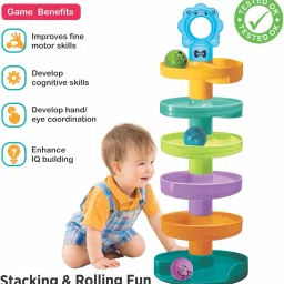 toymate Cat Spiral Fun - A Roll Ball Toy with 7 Layer Ball Drop Tower Run for kids image 4