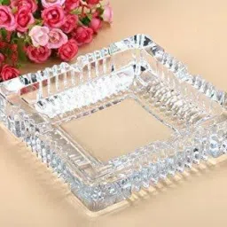 Square Cigarette Clear Glass Ash Tray And Table Top Showpiece Clear Glass Ashtray-image-64