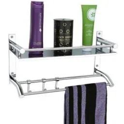 Stainless Steel Bathroom Shower Caddy PACK - 1 16 inch 2 Bar Towel Rod-image-4