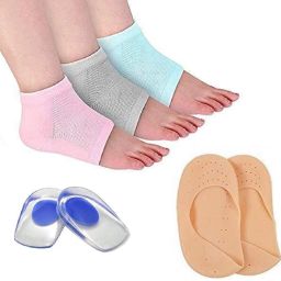 Silicone Gel Heel Pad Socks for Pain Relief Half Heel with Blue Heel Heel Support-image-55