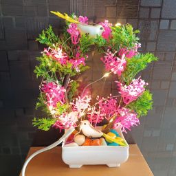 USB Wire operated LED Light Artificial plant, enhance your decoration, Mandir, Bonsai Wild Artificial Plant with Pot-17