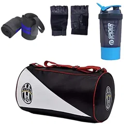 15 L Gym Duffel Bag - Combo Set Gym Bag with Gym Gloves with Wrist Support Band and Shaker Bottle - Black-image-66