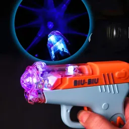 toyco Police Toy Gun with Lights, Music, Moving Top Loader & Target Projection Effect Guns & Darts image 4