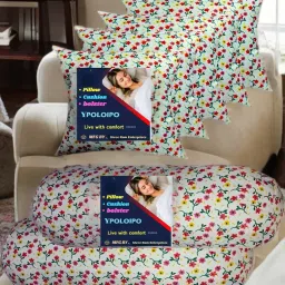 5 Cushion And 2 Microfibre Solid Bolster Pack of 7-image-71