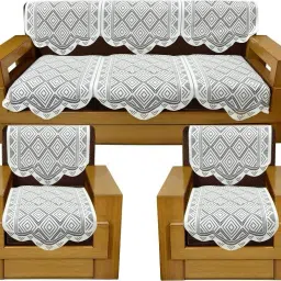 GHD6010SS 5 Seater Squaring Self Design Net Sofa Cover Set Sofa Fabric-45