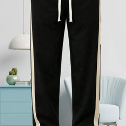Men Striped Black Track Pants-image-68