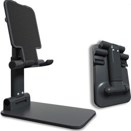 ASTOUND Adjustable Phone Desktop Stand Holder Foldable Tablet Stand Mobile Phone Mount for iPhone/iPad Tablet Holder-Black Mobile Holder-image-4