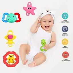 Attractive Non Toxic BPA Free Baby Rattle Toys for Kids Pack of 5 Rattle-5