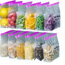 Transparent Slider Zipper Bag Reusable Ziplock Pouch For Fridge Kitchen Storage Travel Storage Vacuum Bags, Miscellaneous Storage Vacuum Bags-image-29