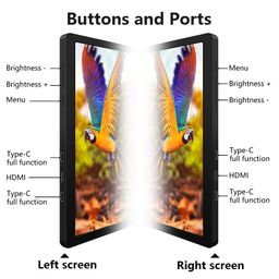 Riitek 14” Full HD IPS 1080P Portable Monitor Screen Extender with USB A, Type-C, HDMI Cable, Carry Bag for 14”-17” Laptop, Mac, Switch, Xbox One, PS5 (Screen Size - 14 Inch, Grey) image 5