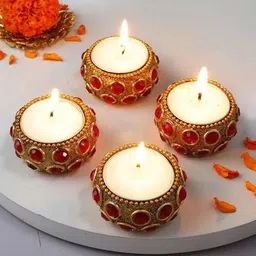 avirons Decorating Candles for Diwali| Multicolor Candle| Designer Candles Diya For Diwali IZ21DiyaPack4Multi-003 Candle-picture-13
