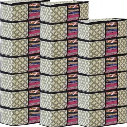MERAO Non Woven Saree Cover Storage Zipper Bag(YELLOW BLACK SET 20) Jersey Cotton Laundry Bag-picture-20