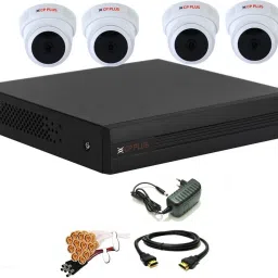 CP PLUS 4 Channal HD DVR 1080p 1Pcs,Dome HD Camera Plug-n-Play Crystal IR LEDs for clearer Night Vision 2.4 MP 4Pcs,HDMI cable 1Pcs,Bnc & Dc connectors,combo set Security Camera-18