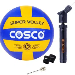 Combo of 4, 1 Super Volley "Genuine Leather", 1 DA Coroid Pump, 2 Wrist Band Volleyball - Size: 4-image-46