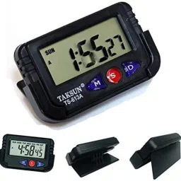 Digital Black Â Car Dashboard/Office Desk Alarm Clock and Stopwatch with Flexible Stand Clock-11