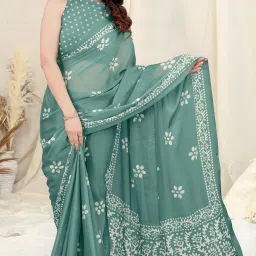Printed, Blocked Printed Hand Batik Chiffon, Georgette Saree-image-22