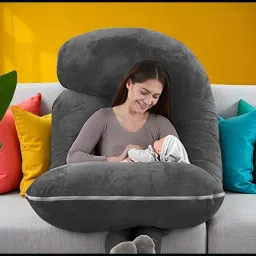 J Shaped Microfibre Solid Pregnancy Pillow Pack of 1-image-96