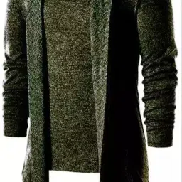 Men Asymmetric Full Sleeve Dark Green Shrug-image-89