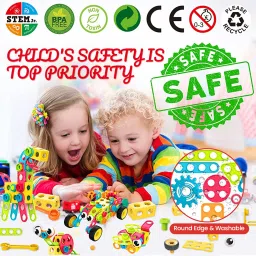 DIY Construction Toys for Kids STEM Toy for Kids 288pcs Color Building Toy Soother-27
